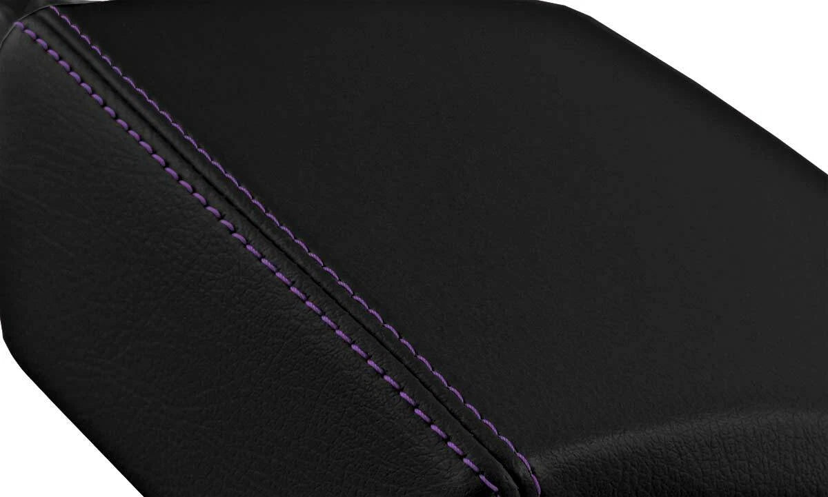 Leather Console Lid Armrest Cover for Buick Regal (2011–2017) Black Purple Stitch
