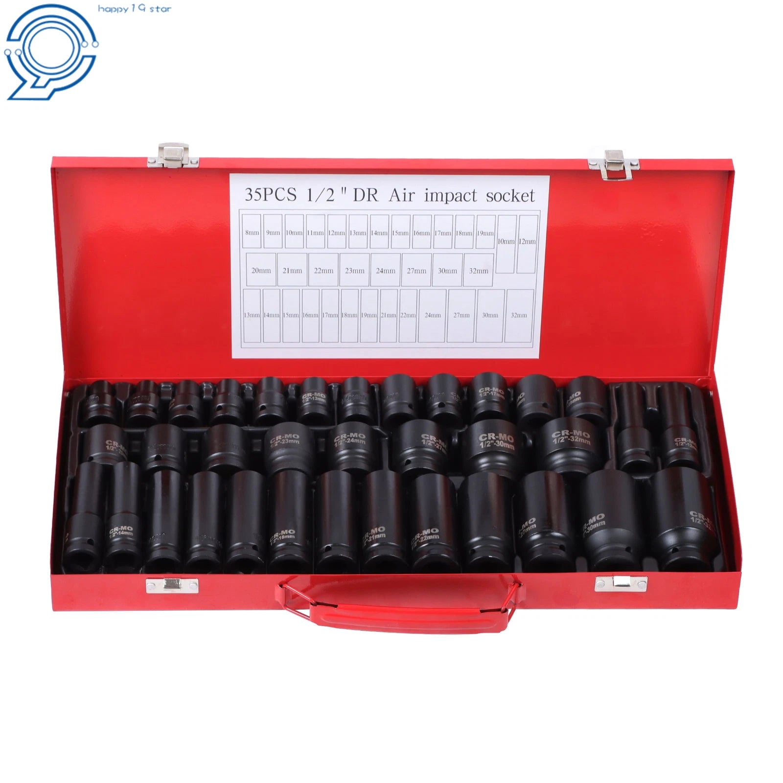 35pcs Deep Impact Socket Set 1/2" Drive 8-32mm for Garage Tools