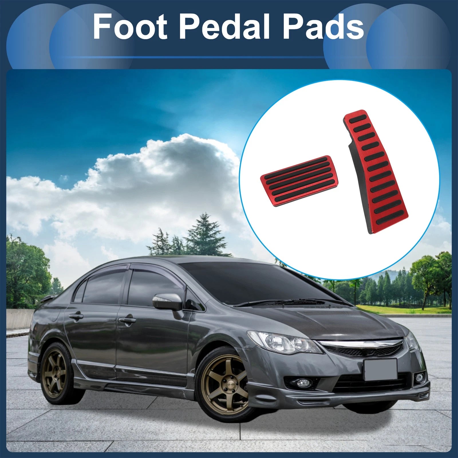 2X Foot Accelerator Pedal Covers for Honda Civic (2006–2009) Red