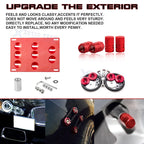 Red Tow License Plate + Air Valve Cap + Release Fastener for Jaguar XF (2009-2020)