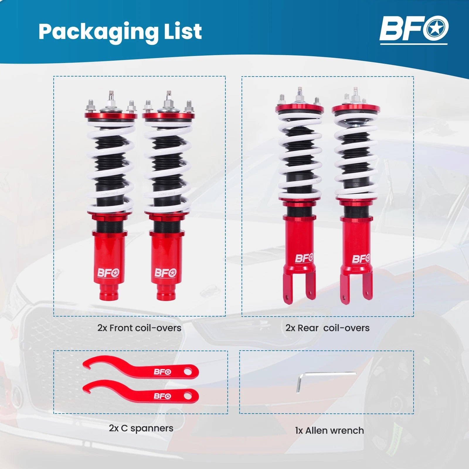 Coilovers Kit for Honda Civic (1992-2000) Adjustable Damper Shocks