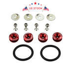 Quick Release Bumper Trunk Fastener Kit for Universal Vehicles (CNC Billet, Red)