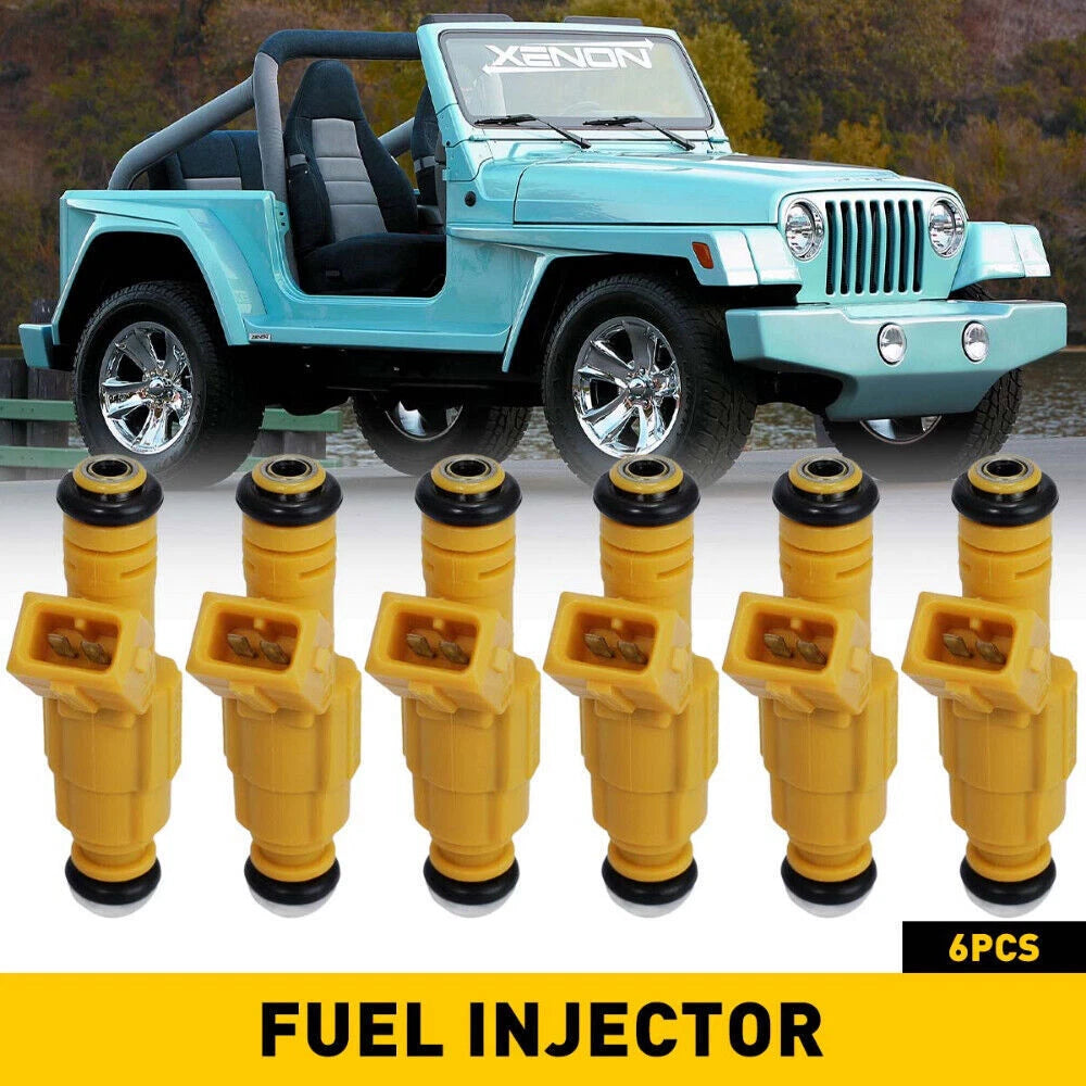 Set of 6 Fuel Injectors for Jeep 4.0L (1987–1998) 0280155710 0280155700 EV1 4 Hole