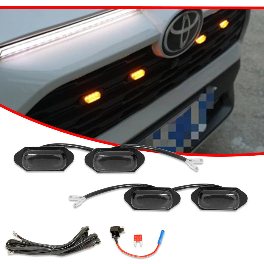 Set of 4 Raptor Style Amber LED Grill Lights for Toyota RAV4 (2019–2022)