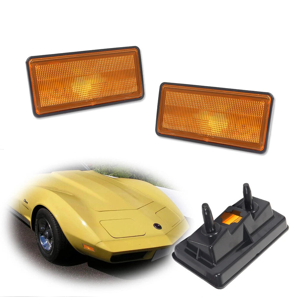 Set of 2 Front Side Marker Lights for Chevy Corvette C3 (1974–1979) Amber