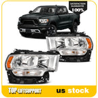 Set of 2 Headlights for Ram 2500 3500 (2019–2024) Chrome Housing