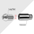 20Pc M12X1.25 Silver JDM Closed End Acorn Hex Wheel Lug Nuts + Extension 25mmx35mm
