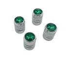 Tire Valve Stem Caps Chrome Green Set for Hot Rod Car Truck ATV (—)