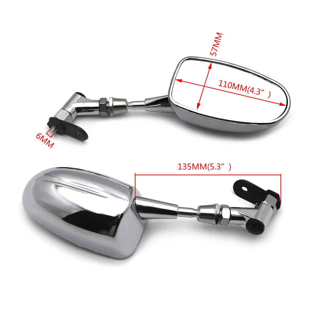 Chrome Mini Mirrors for Honda CBR600RR, Kawasaki Ninja 636 ZX6R, Yamaha YZF R6 R1