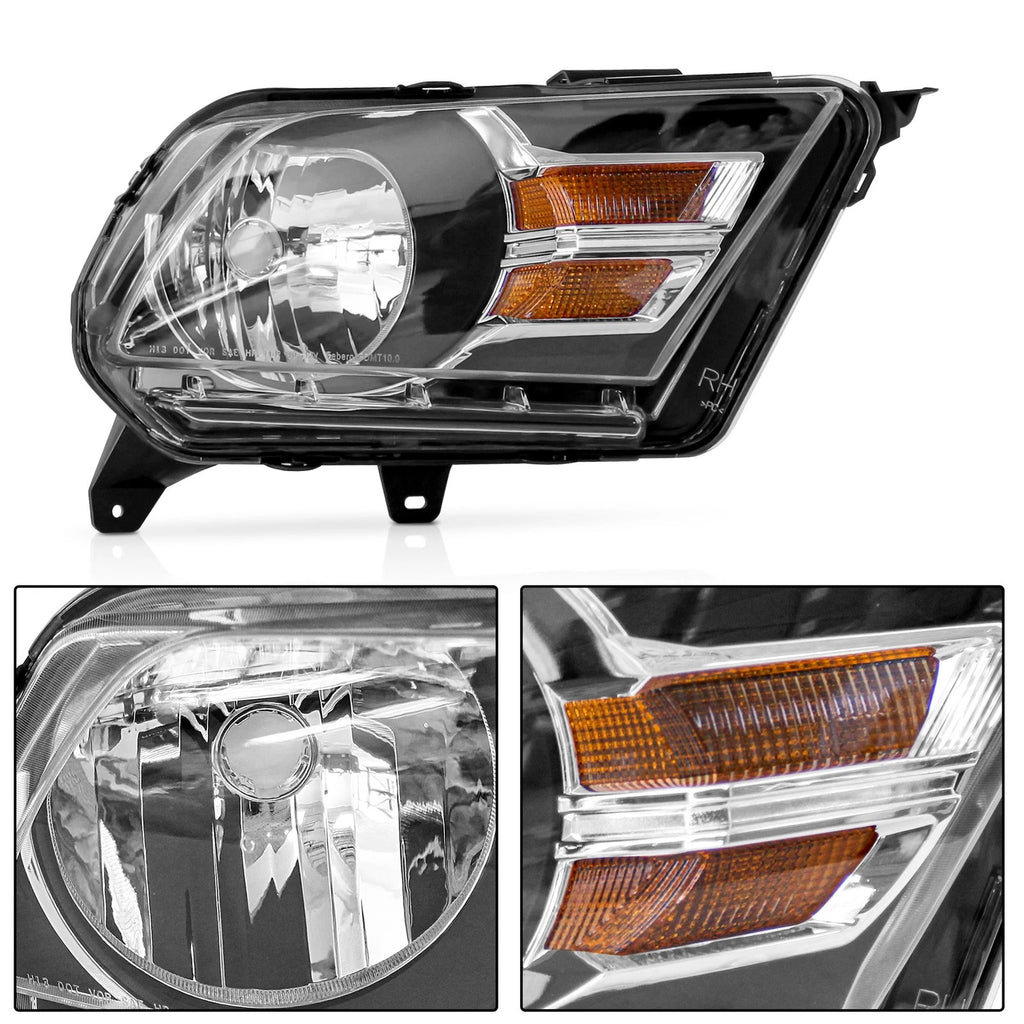 Front Pair Black Headlights for Ford Mustang (2010-2014)