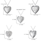 2X Stylish Engraved Silver Heart Locket Necklace for Women - Holds Photos