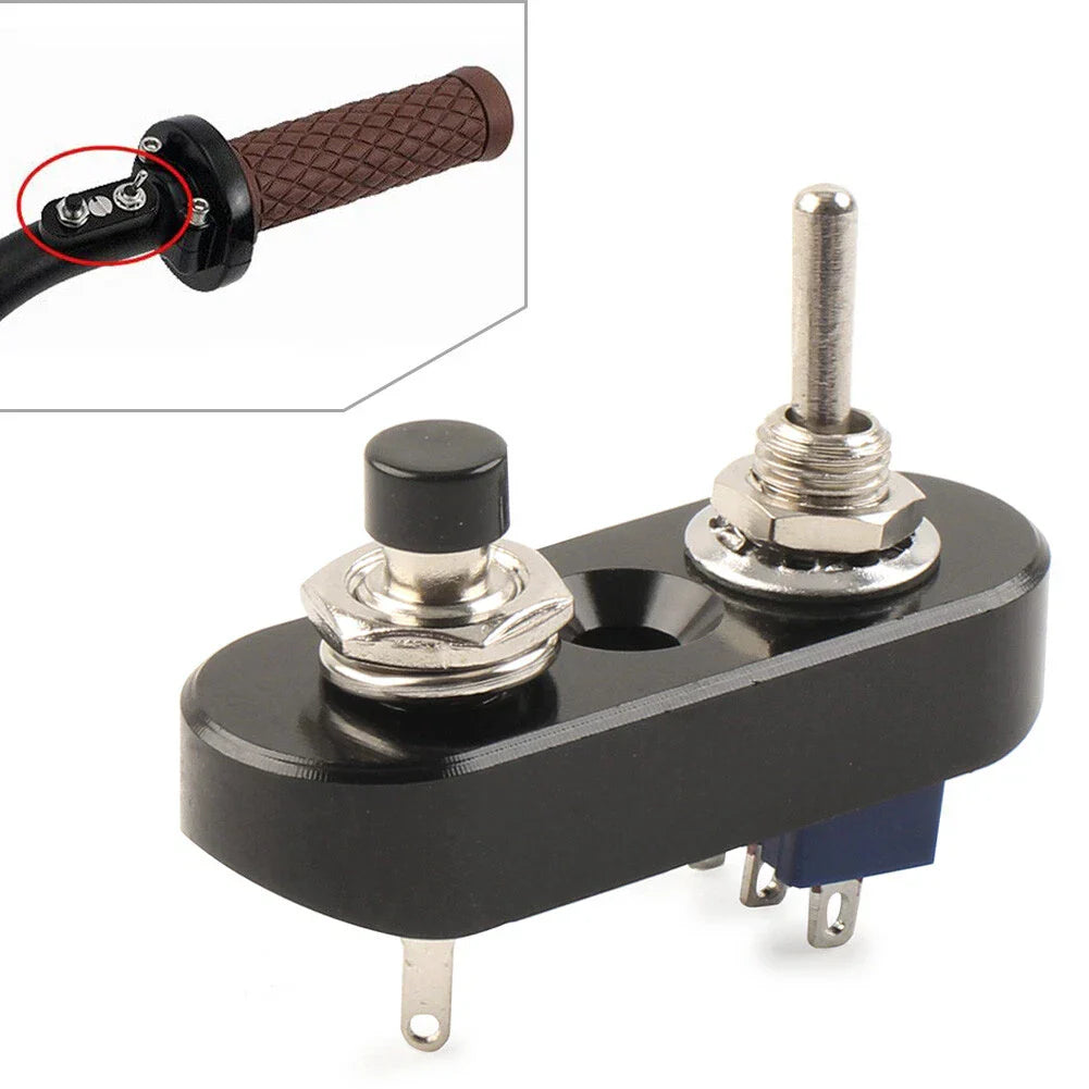 Mini Dual Toggle Switch Button for 7/8" Handlebar Horn Headlight ON-OFF Black