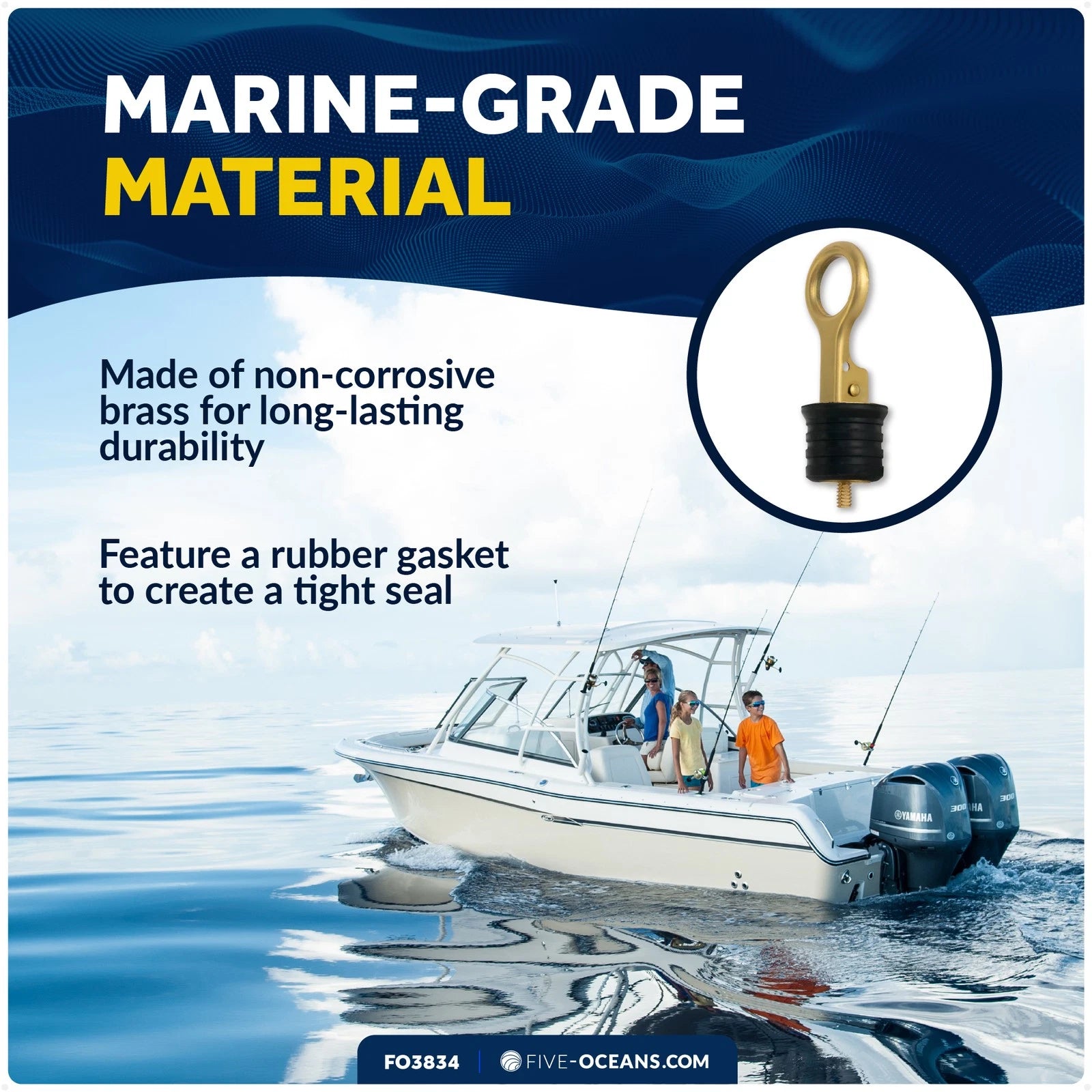 1-1/4 Inch Rubber Drain Plug for Marine Applications (FO3834)