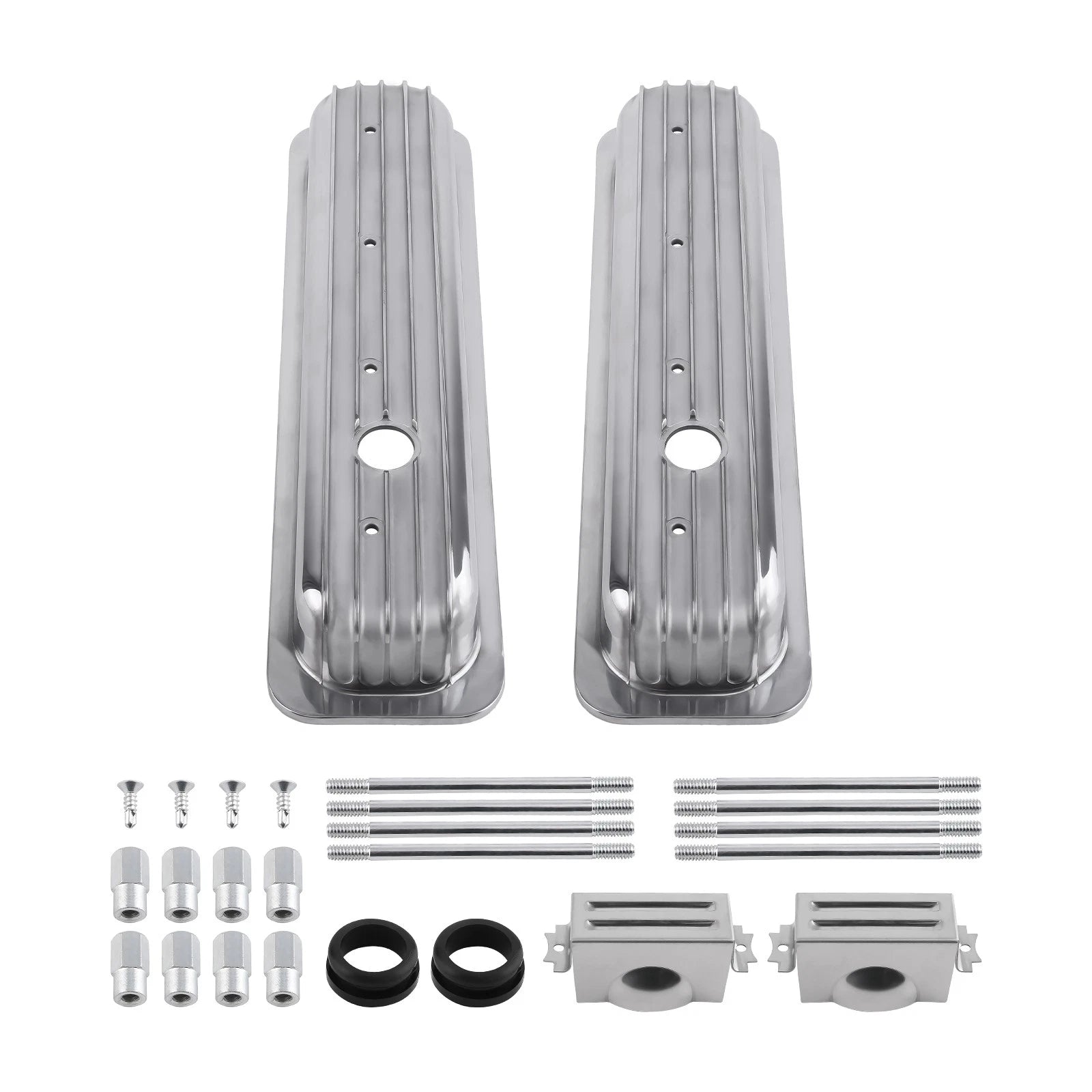 2X Aluminum Valve Covers for Small Block Chevy SBC (283)