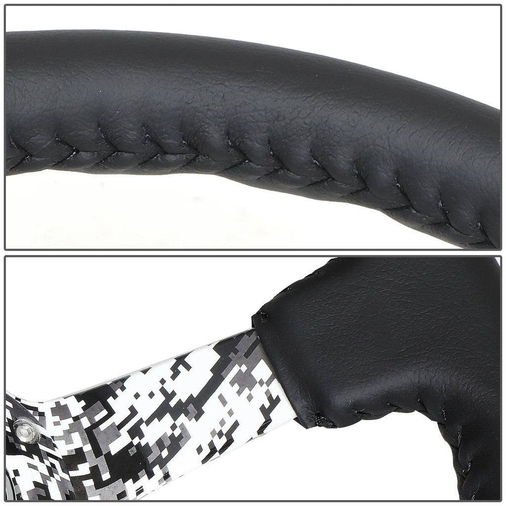 NRG 35cm 3" Deep Dish Black Leather Steering Wheel for Universal