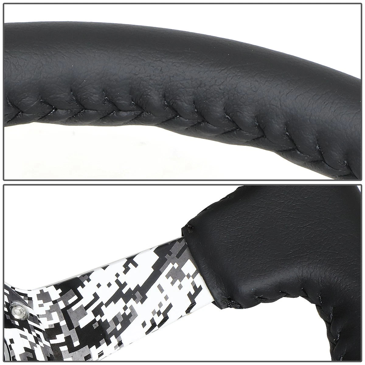 NRG 35cm 3" Deep Dish Black Leather Steering Wheel for Universal