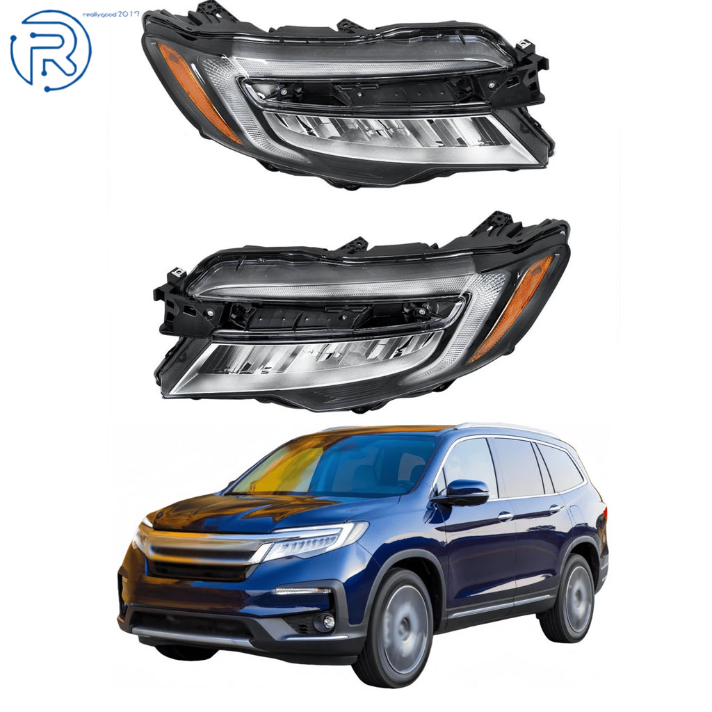 Full LED Chrome Headlight Assembly Pair for Honda Pilot Passport (2019–2021)