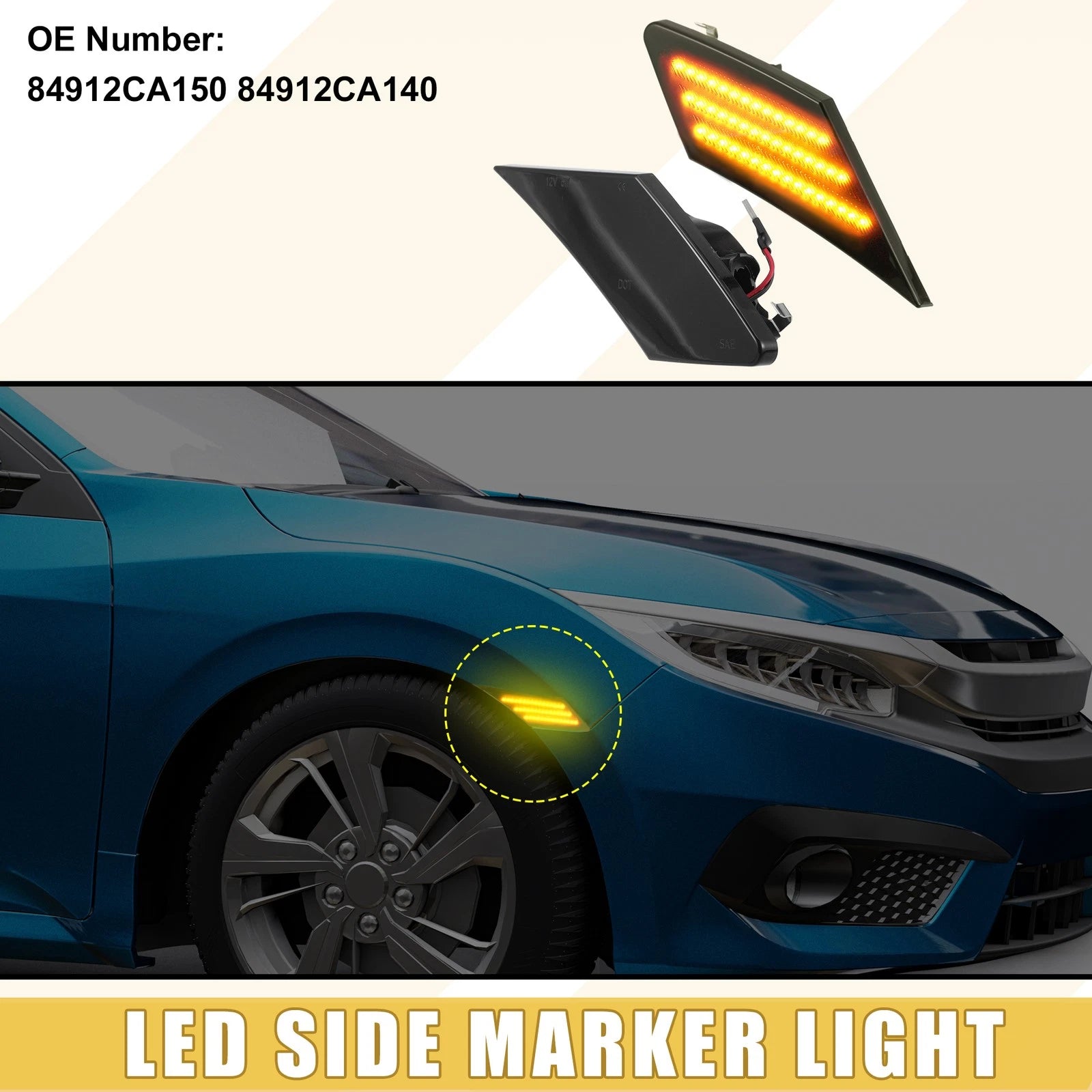 Pair Front LED Side Marker Lights 84912CA150 for Scion FR-S (2013–2016)