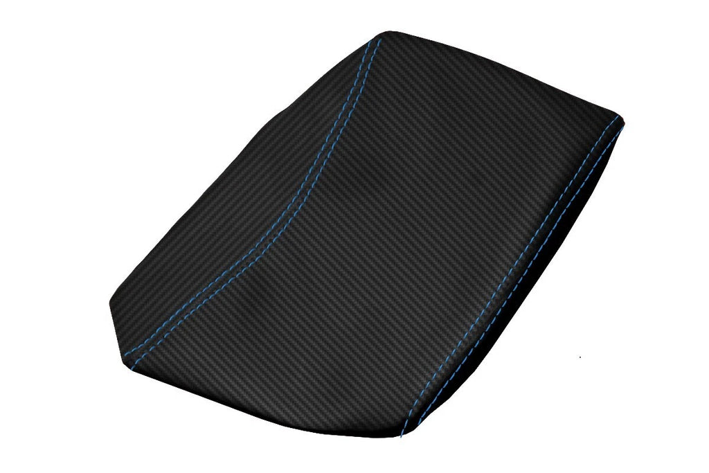 Console Lid Armrest Cover for Acura TLX (2021–2023) Blue Stitch PVC Carbon