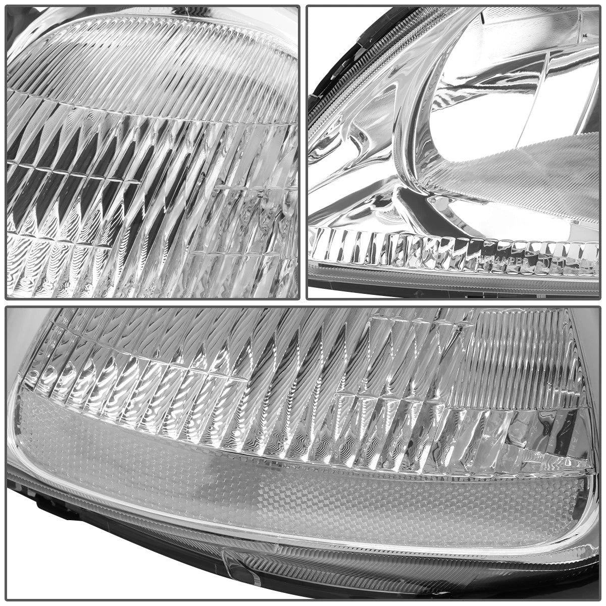 Set of 2 Chrome Housing Clear Corner Headlights for Honda Civic EK/EJ/EM (1996–1998)