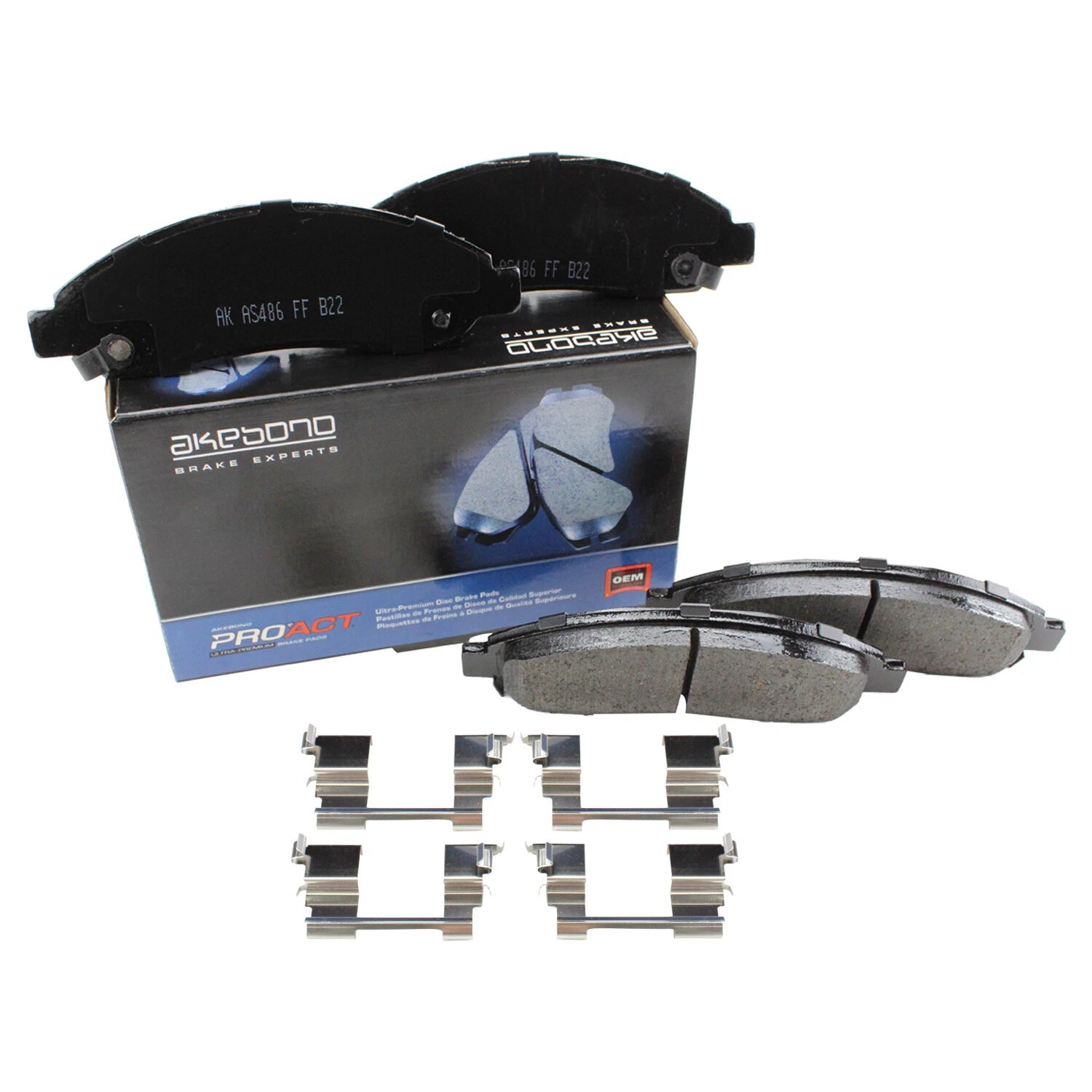 Set of 4 Akebono ProACT Front Ceramic Brake Pads for Chevy Colorado GMC Canyon (2004–2012)