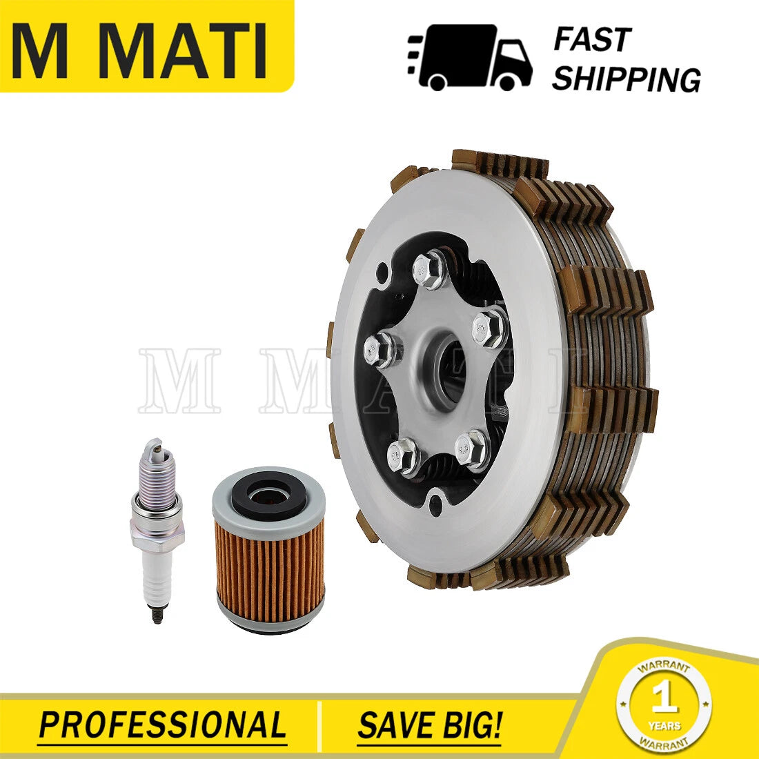 Heavy Duty Clutch Kit w/Gasket for Yamaha Moto 4 350 (1987–1995) / Raptor 350 (2004–2013)