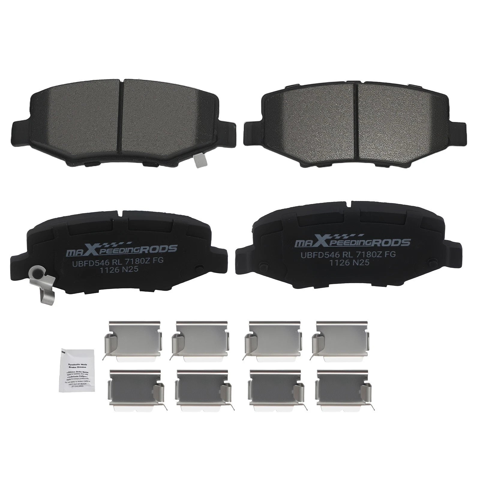 Set of 4 Rear Ceramic Brake Pads for Jeep Wrangler (2007–2018)