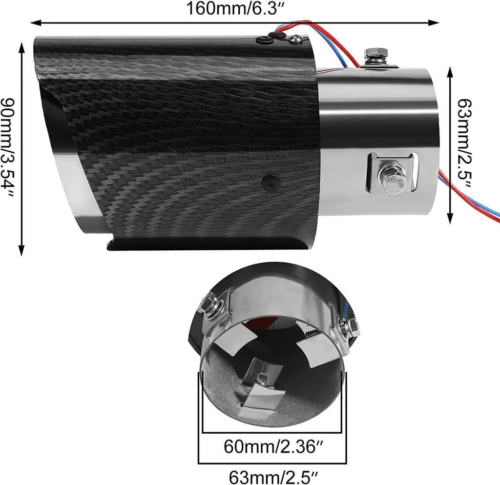 LED Luminous Muffler Tip Tail Pipe for Universal Cars (Carbon Fiber)