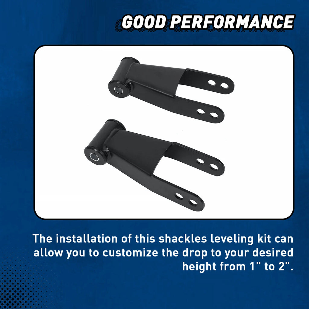 2" Rear Drop Shackles for Chevy Silverado GMC Sierra 1500 (1988–2018) 410520