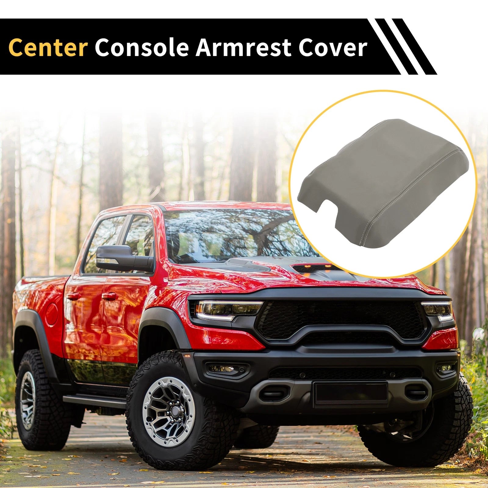 Console Lid Armrest Cover for Ford F-150 (2015–2023) Microfiber Leather Grey