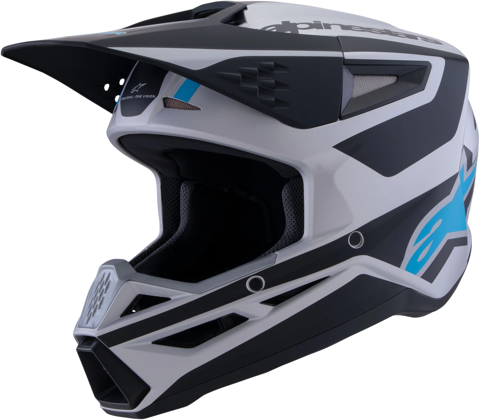 Alpinestars SM3 Off-Road Helmet Medium Matte Silver Blue Black 8301026-1949-M