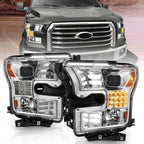 Black Clear Lens Headlight Assembly for 15-17 Ford F-150 w/o HID [Plank Style]