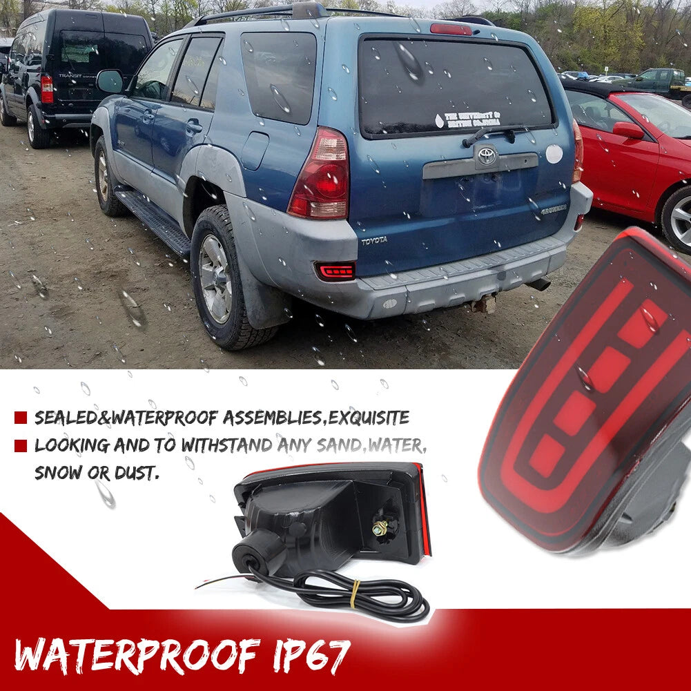 2X Red Lens LED Lower Bumper Reflector Lights for Toyota 4Runner (2003–2005)