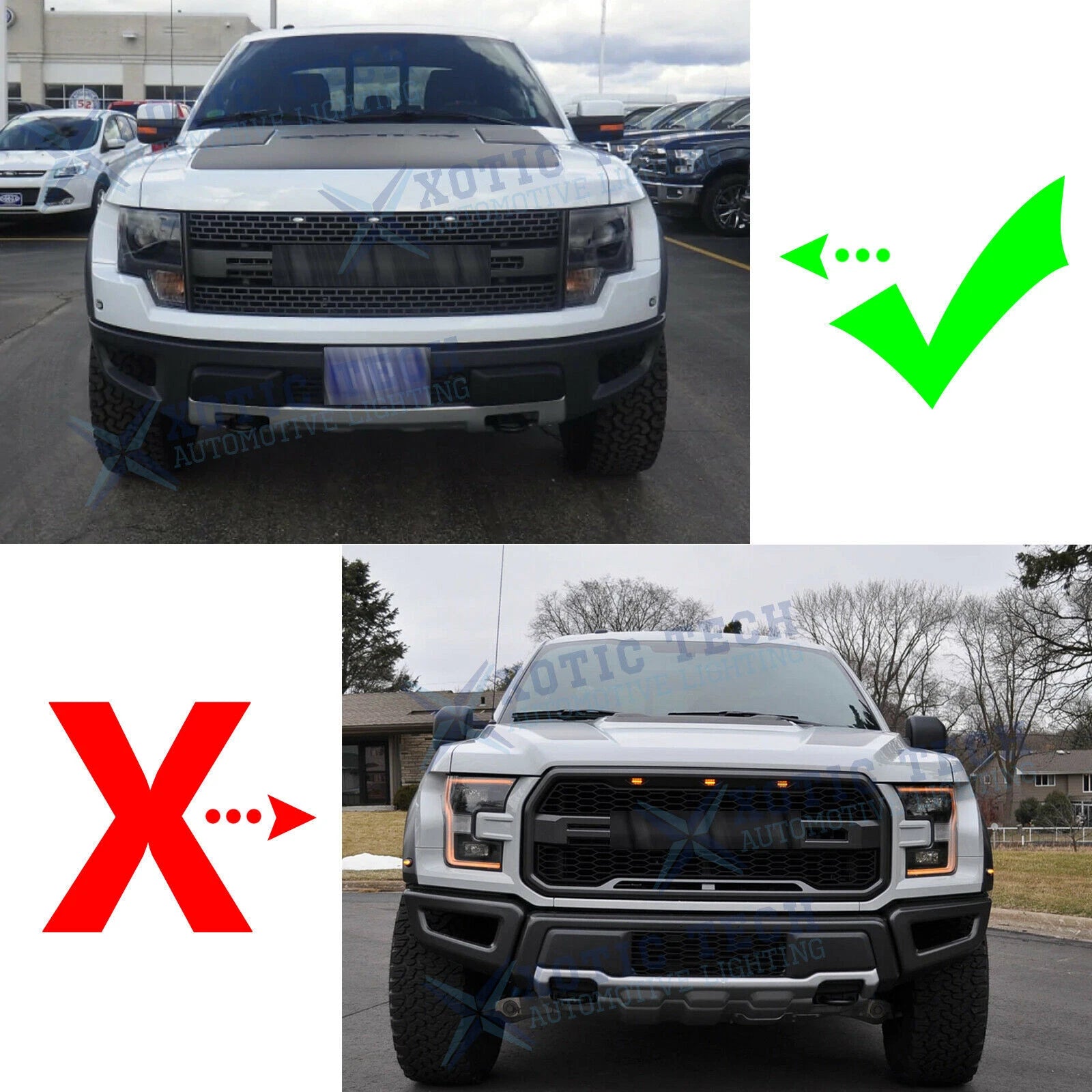 Front Grille for Ford F-150 Raptor (2017-2020) Amber LED Running Light
