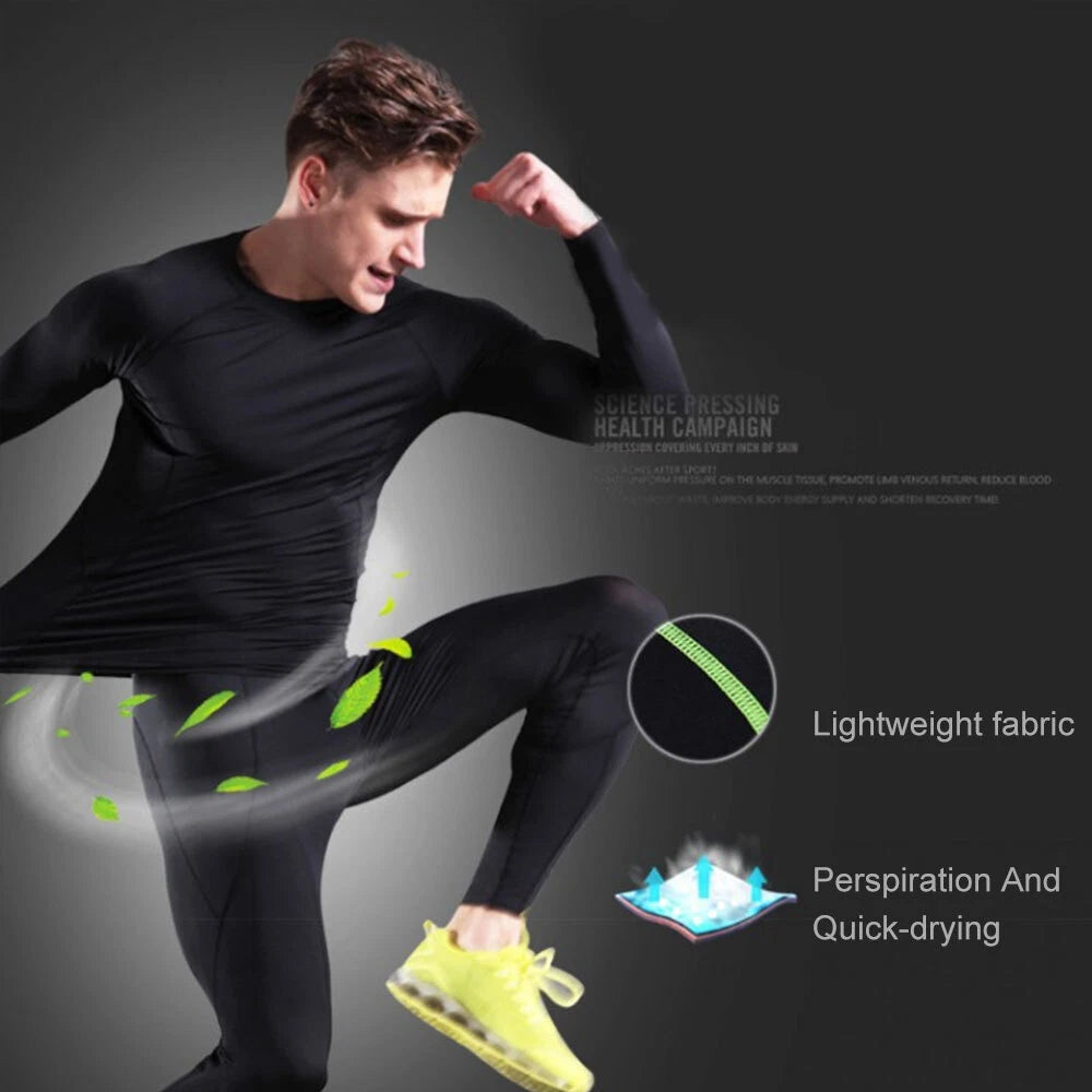 Compression Base Layer Top & Leggings Set for Men's Activewear