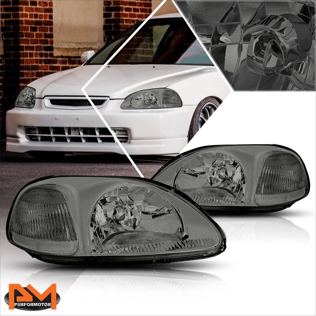 Smoked Housing Headlight & Clear Corner Signal Lamp for Honda Civic (1996–1998)
