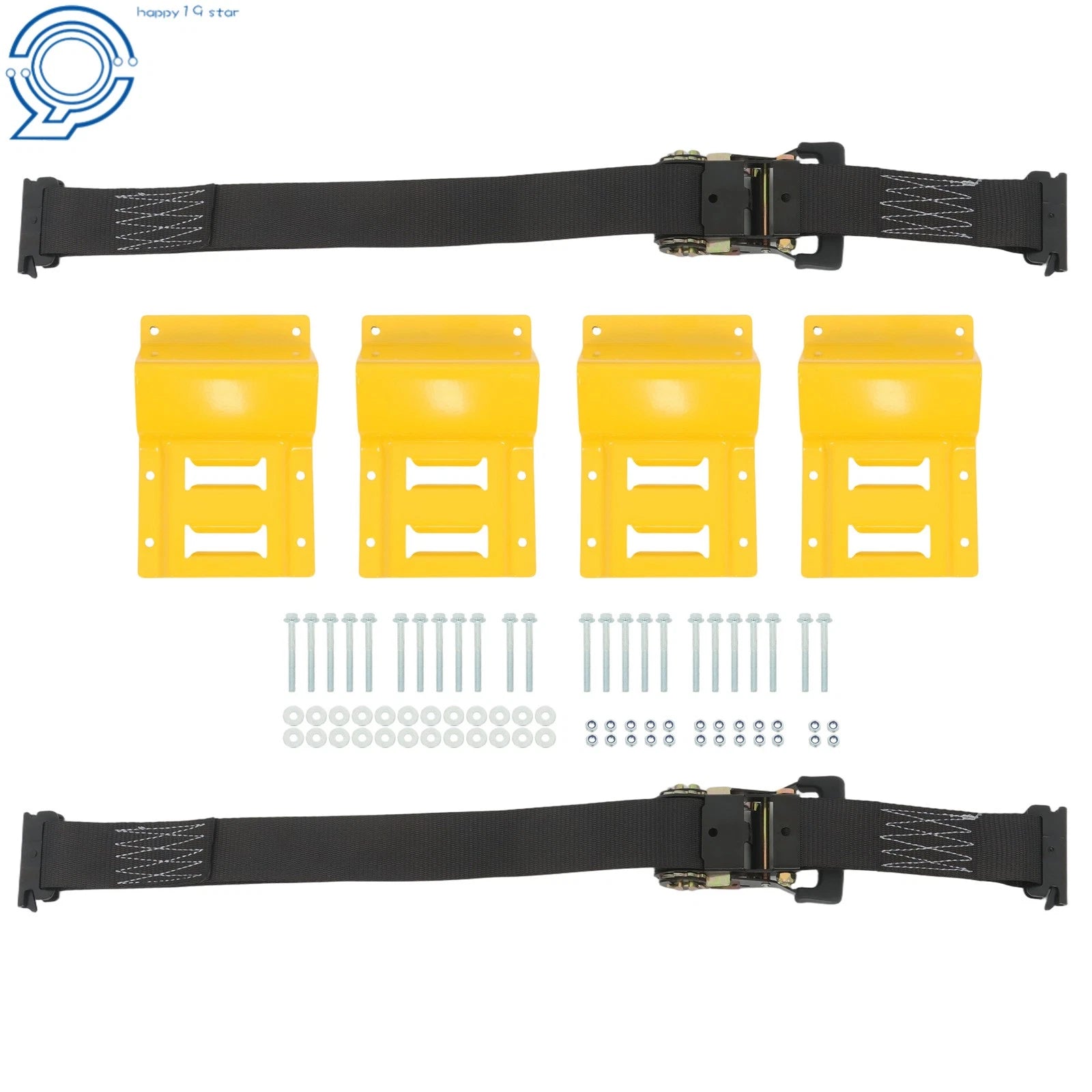 Set of 4 Wheel Chocks with 2 Tie Down Straps for E-Track