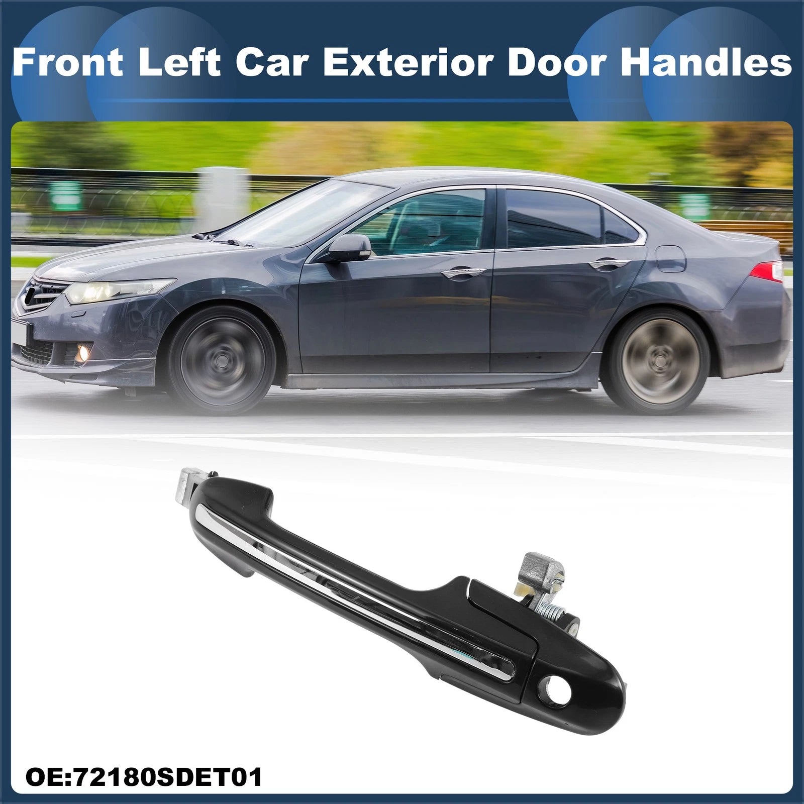 Front Left Door Handle No. 72180SDET01 for Honda Accord  Silver Tone