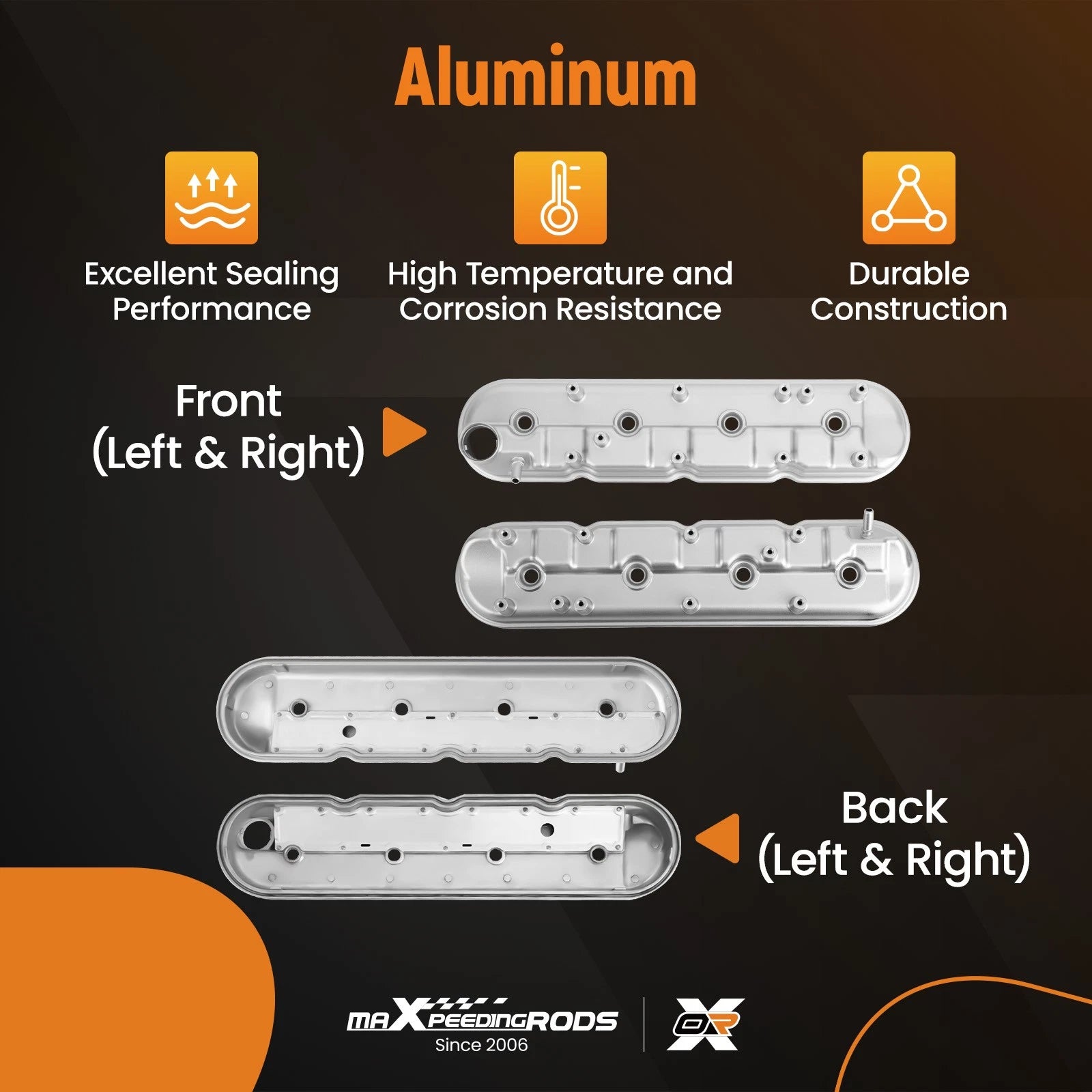 Aluminum Valve Cover w/ Gaskets for Chevrolet Camaro ZL1 6.2L V8 (2012–2015) 12637686