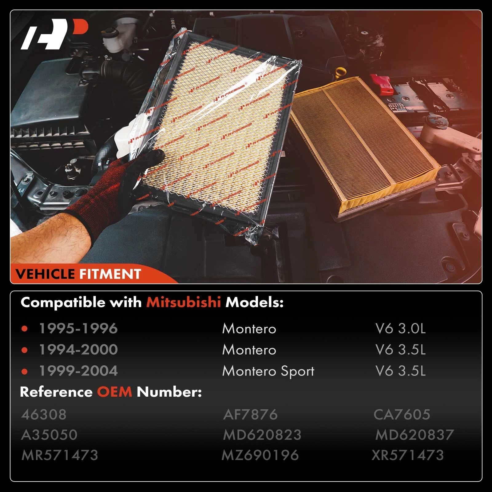2X Engine Air Filter for Mitsubishi Montero (1994–2000) Montero Sport (1999–2004)