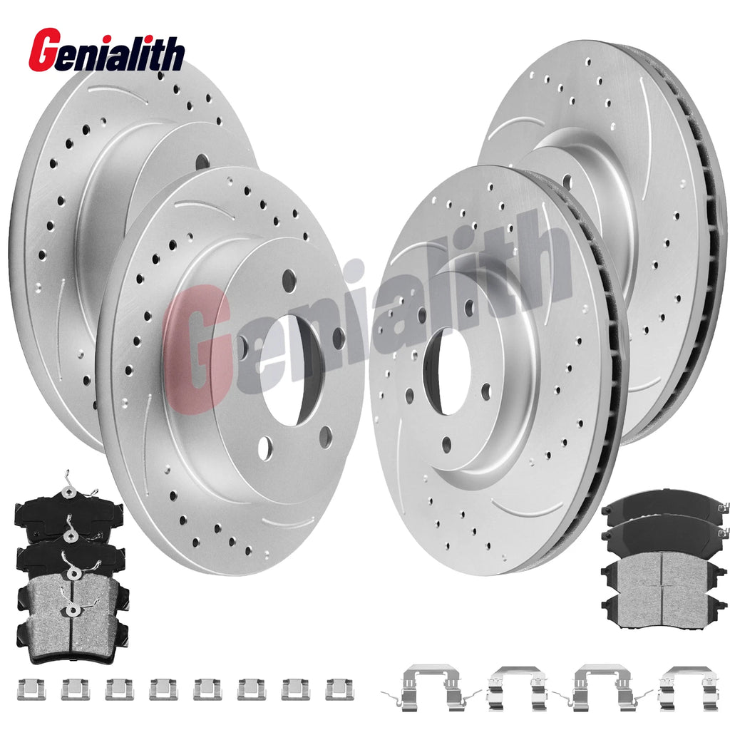 Set of 4 Drilled Rotors & Brake Pads for Ford Mustang GT (1999–2004)