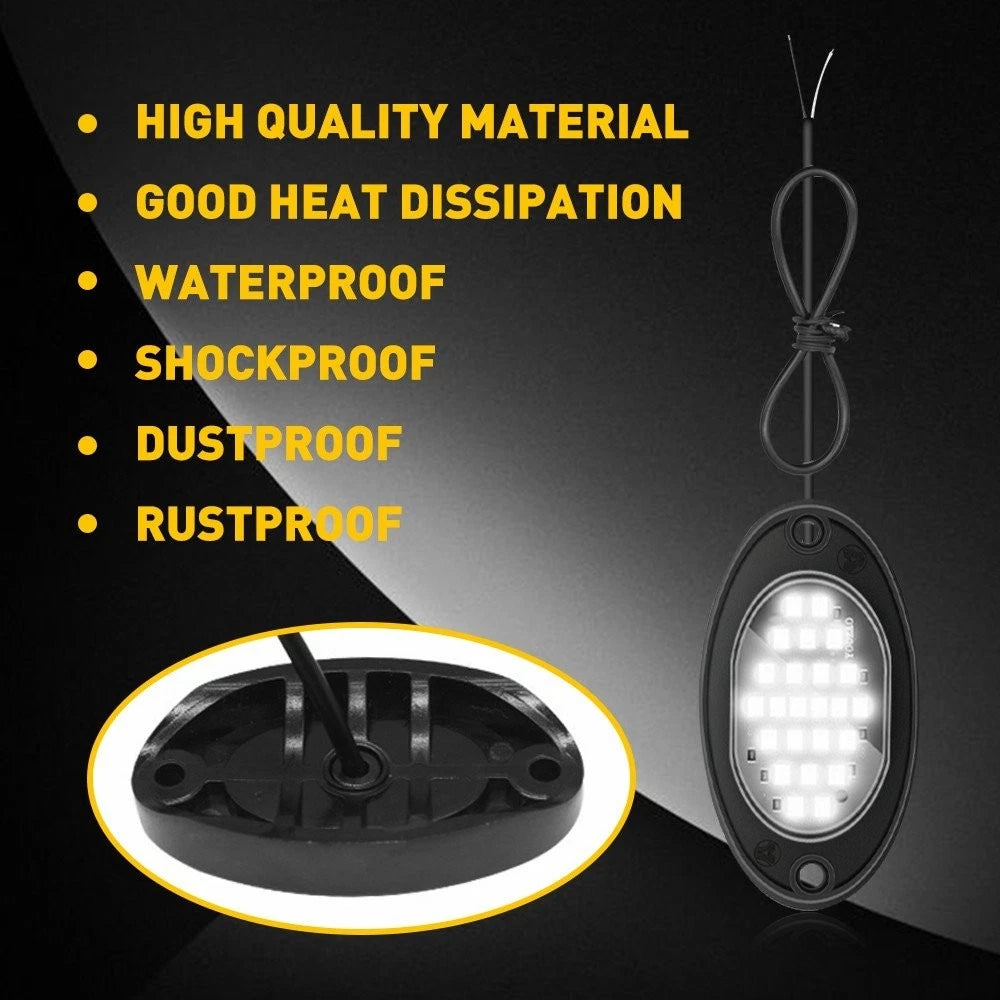 4X White LED Rock Lights for SUV Pickup Truck (Offroad)