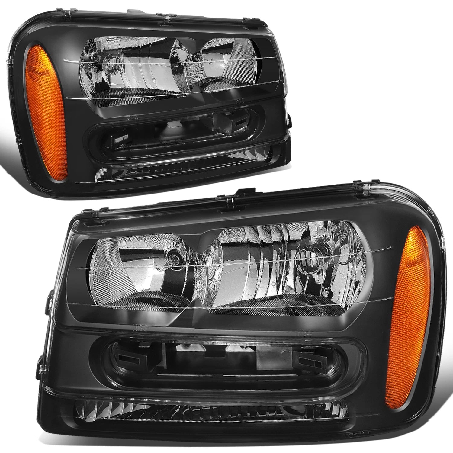Black Housing Headlight & Smoked LED Fog Light Kit for Trail Blazer (2002–2009)