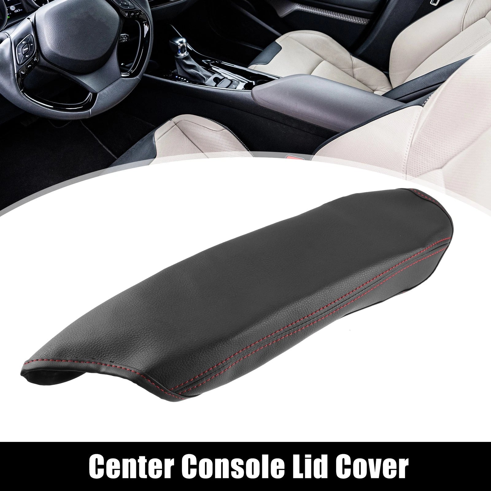Center Console Armrest Covers for Toyota C-HR (RHD, 2017–2023) Red Line Black