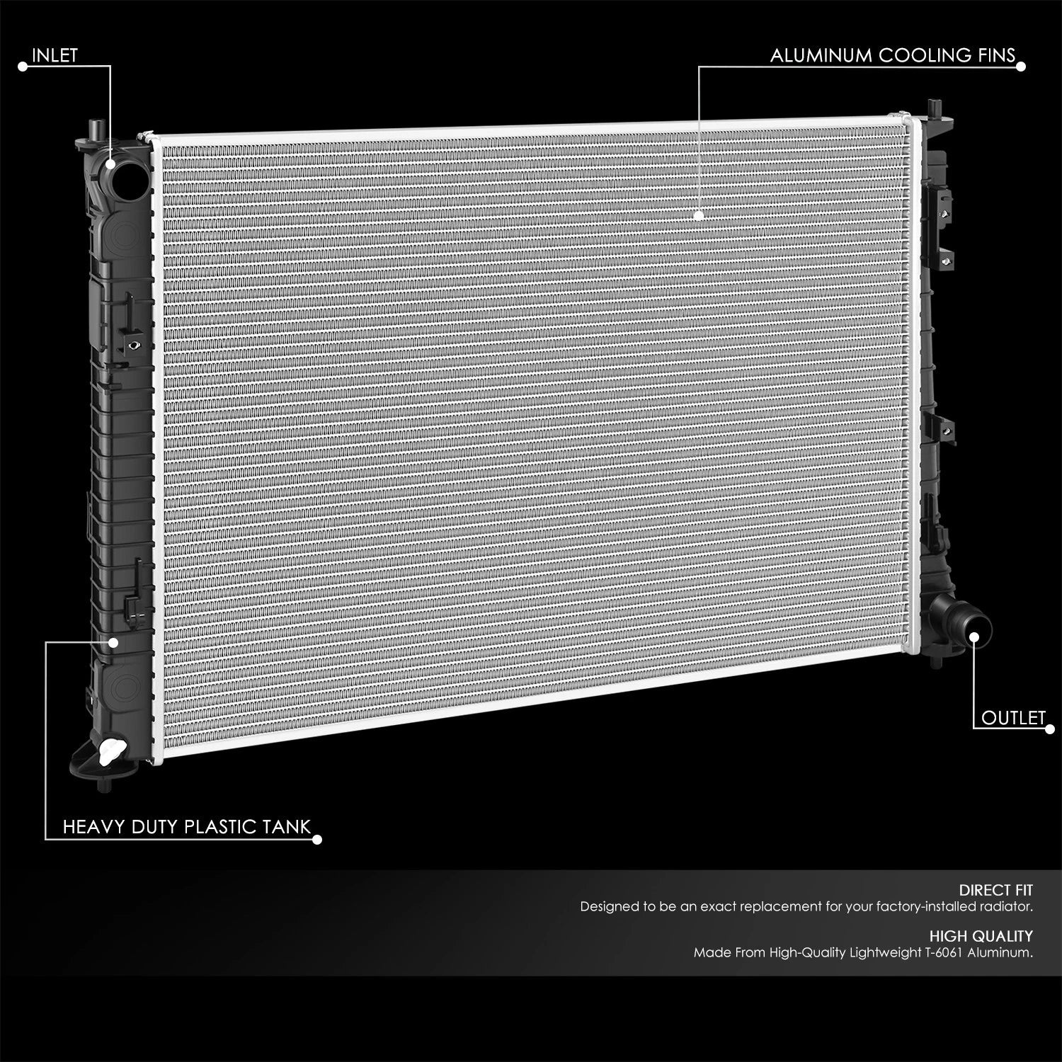 Aluminum Core Radiator Replacement for Santa Fe Sorento 2.5L (2021–2026) DPI 13925