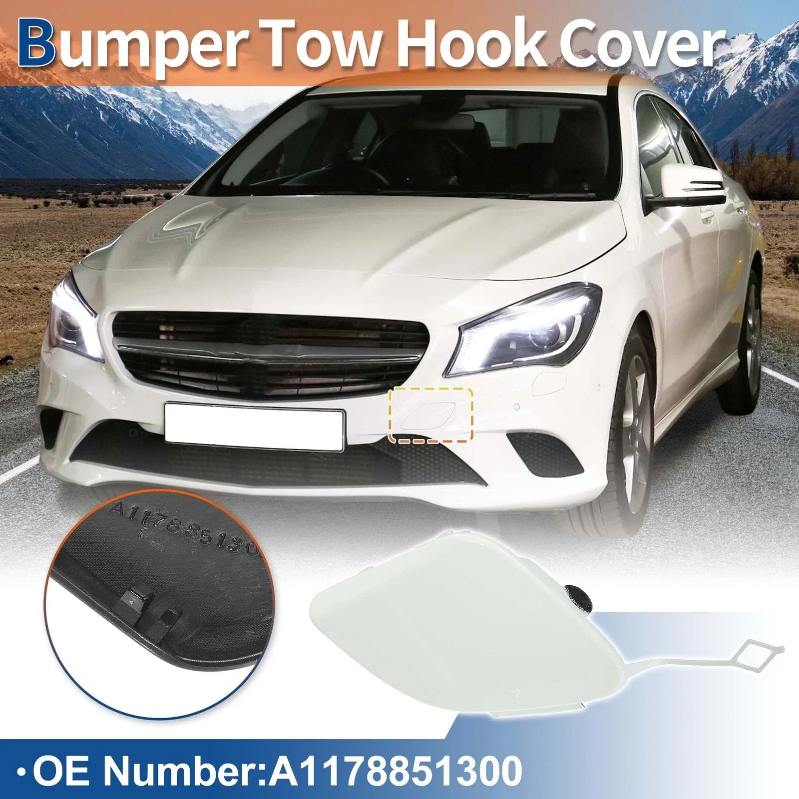 Front Bumper Tow Hook Cover for Mercedes-Benz CLA W117 (2014-2019) White