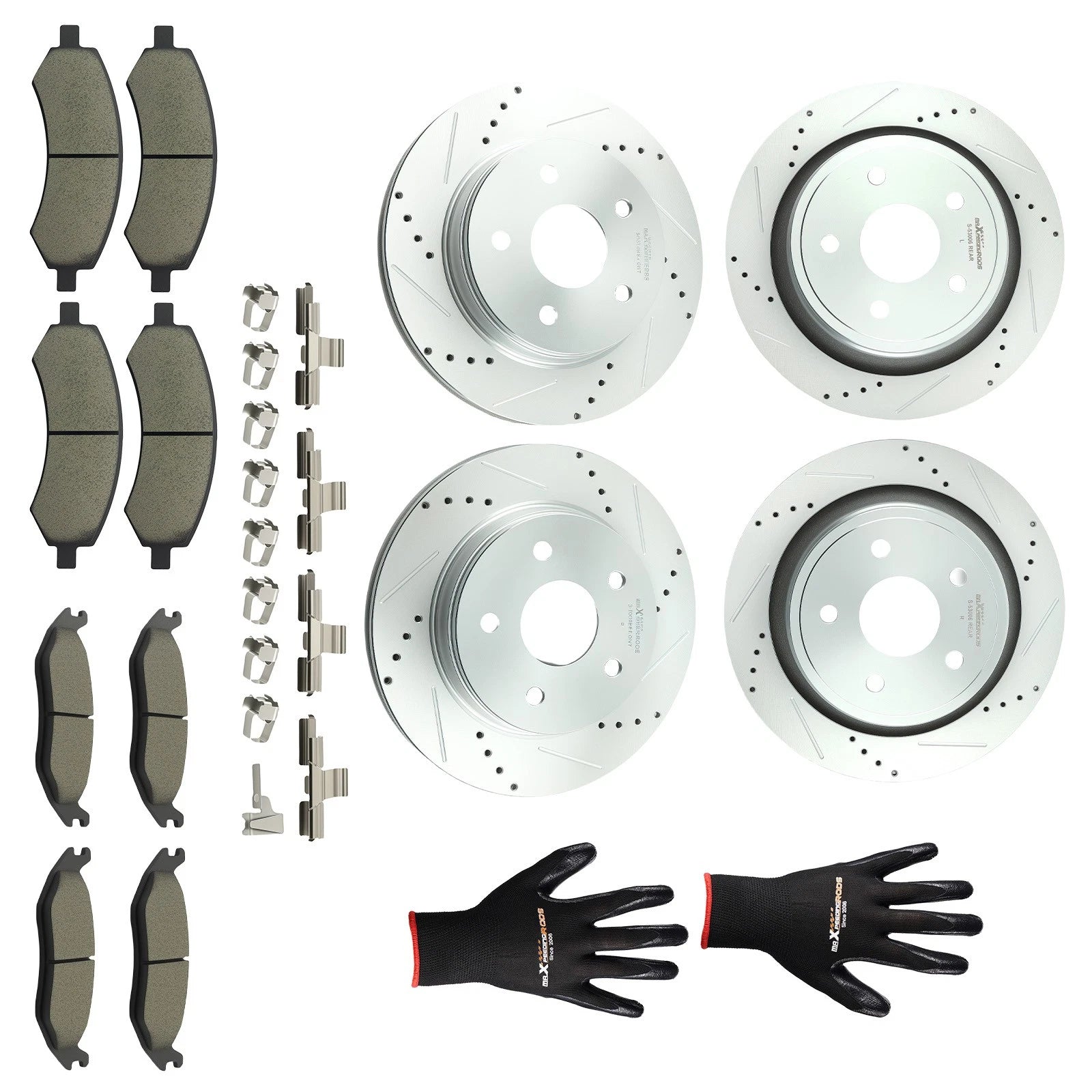 Front Rear Brake Rotors+Brake Pads Kit for Dodge Durango 2007-09 S-53005 S-53006