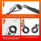 Fishing Rod Rings Set of 5 Nickel Plated Black OD 6-23.7mm