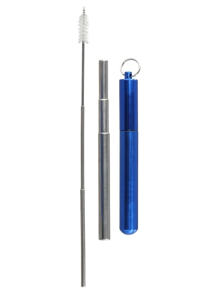 Travel Straw Set with Retractable Design and Brush for Easy Maintenance