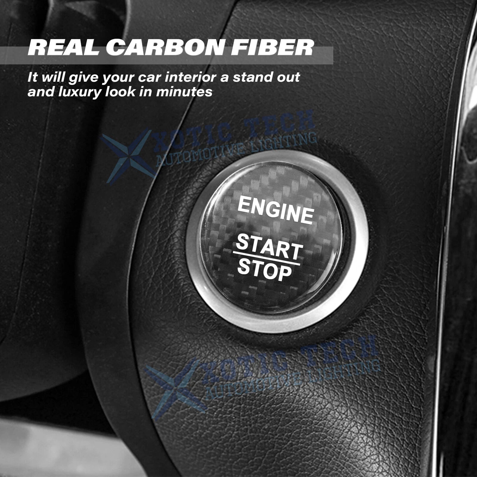 Black Carbon Fiber Engine Start Stop Button Cover for Mercedes B E GLE GLC CLA (2019-2024)